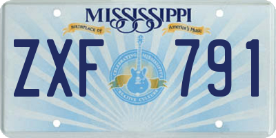 MS license plate ZXF791