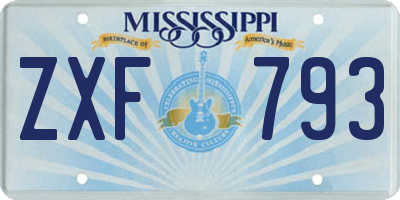 MS license plate ZXF793