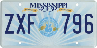 MS license plate ZXF796