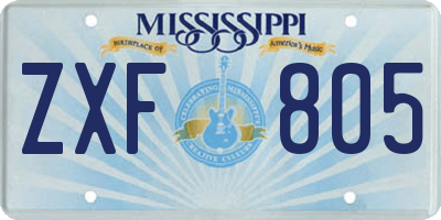 MS license plate ZXF805