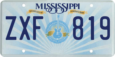 MS license plate ZXF819