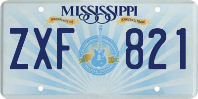 MS license plate ZXF821