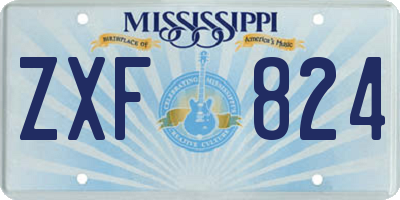 MS license plate ZXF824