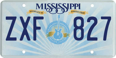 MS license plate ZXF827