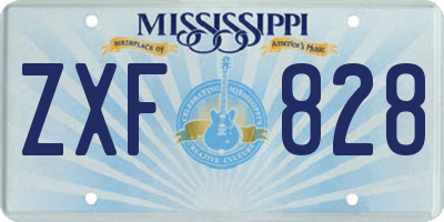 MS license plate ZXF828