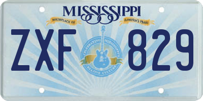 MS license plate ZXF829