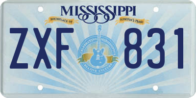MS license plate ZXF831