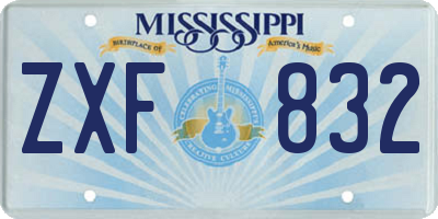 MS license plate ZXF832