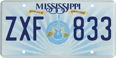 MS license plate ZXF833