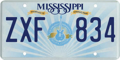 MS license plate ZXF834