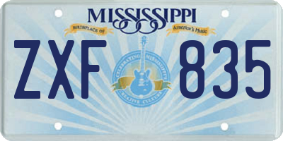 MS license plate ZXF835