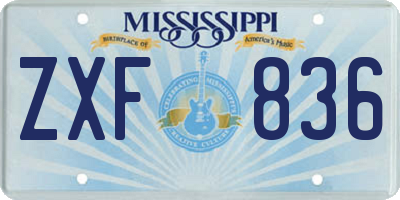 MS license plate ZXF836