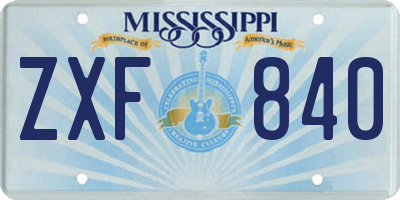 MS license plate ZXF840