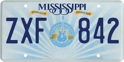 MS license plate ZXF842