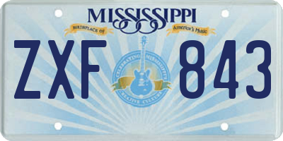MS license plate ZXF843