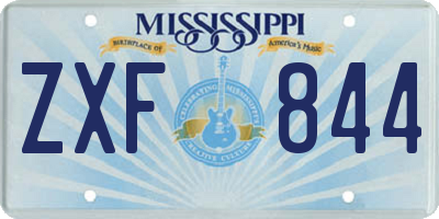 MS license plate ZXF844