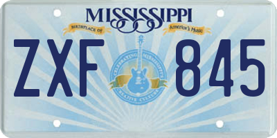 MS license plate ZXF845