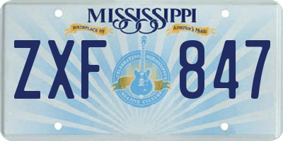 MS license plate ZXF847
