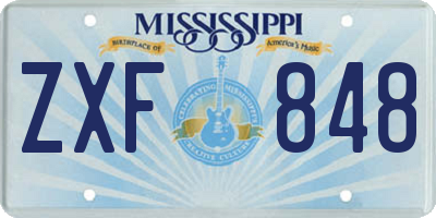 MS license plate ZXF848