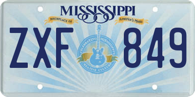 MS license plate ZXF849