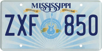 MS license plate ZXF850