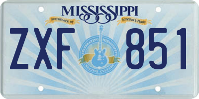 MS license plate ZXF851