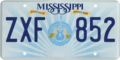 MS license plate ZXF852