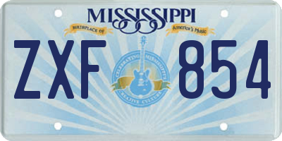 MS license plate ZXF854