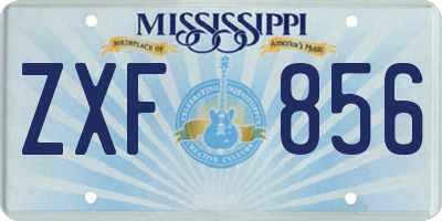MS license plate ZXF856