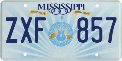 MS license plate ZXF857