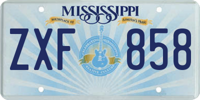 MS license plate ZXF858
