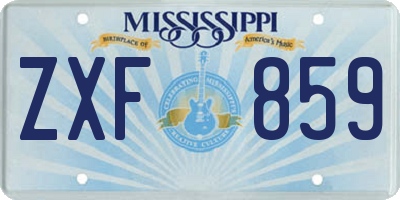 MS license plate ZXF859