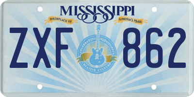 MS license plate ZXF862