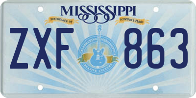 MS license plate ZXF863