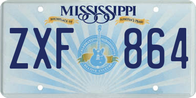 MS license plate ZXF864