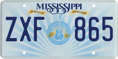 MS license plate ZXF865