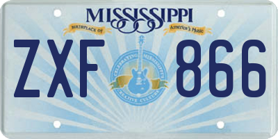 MS license plate ZXF866