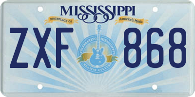 MS license plate ZXF868