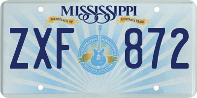 MS license plate ZXF872