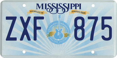 MS license plate ZXF875