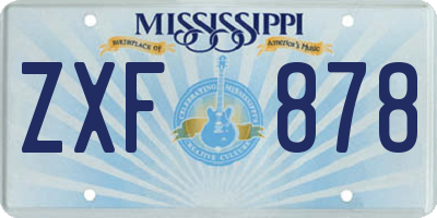 MS license plate ZXF878
