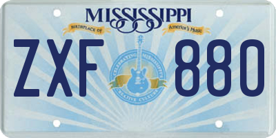 MS license plate ZXF880