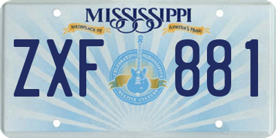 MS license plate ZXF881