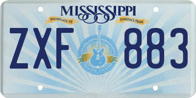 MS license plate ZXF883