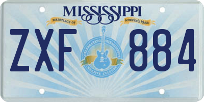 MS license plate ZXF884