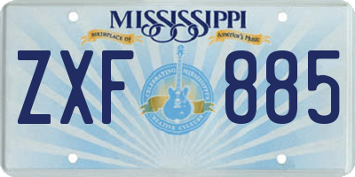 MS license plate ZXF885