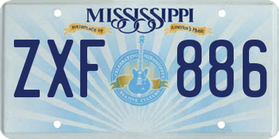 MS license plate ZXF886