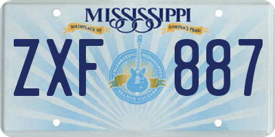 MS license plate ZXF887