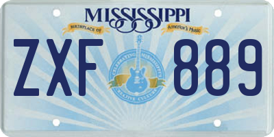 MS license plate ZXF889