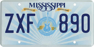 MS license plate ZXF890